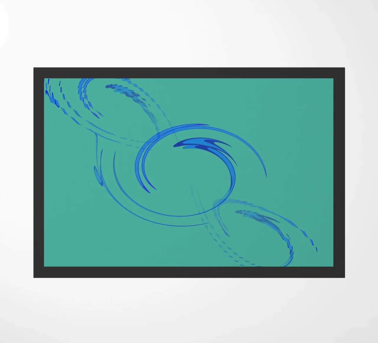 Abstracte cirkelvormige dynamische vorm in blauw en groen deurmat van Something for you