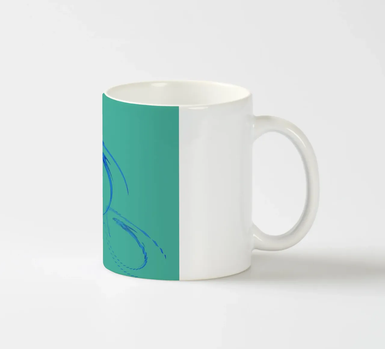 Abstract circular dynamic shape in blue and green ceramic mug by Something for you