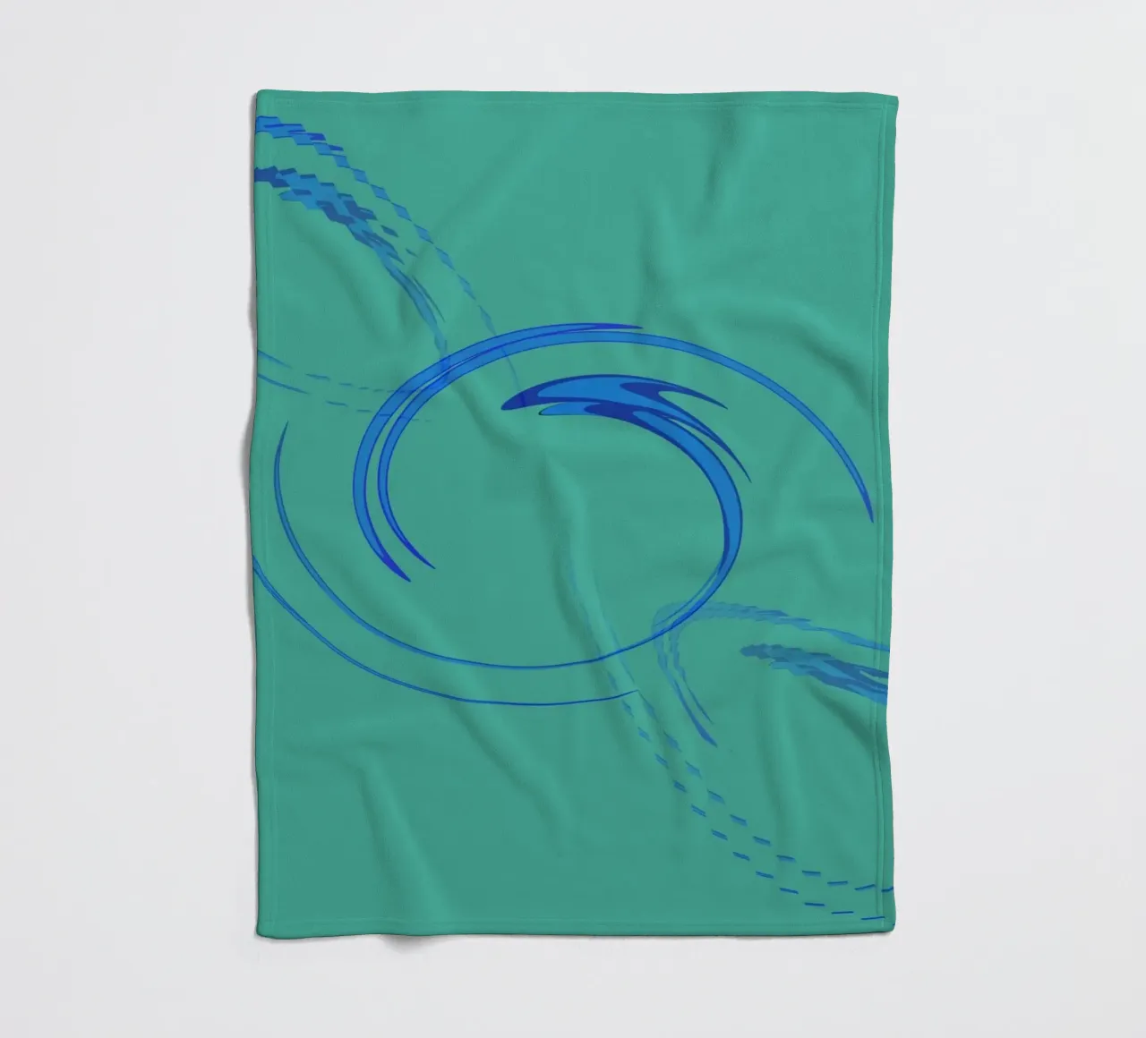Abstract circular dynamic shape in blue and green fleece blanket by Something for you