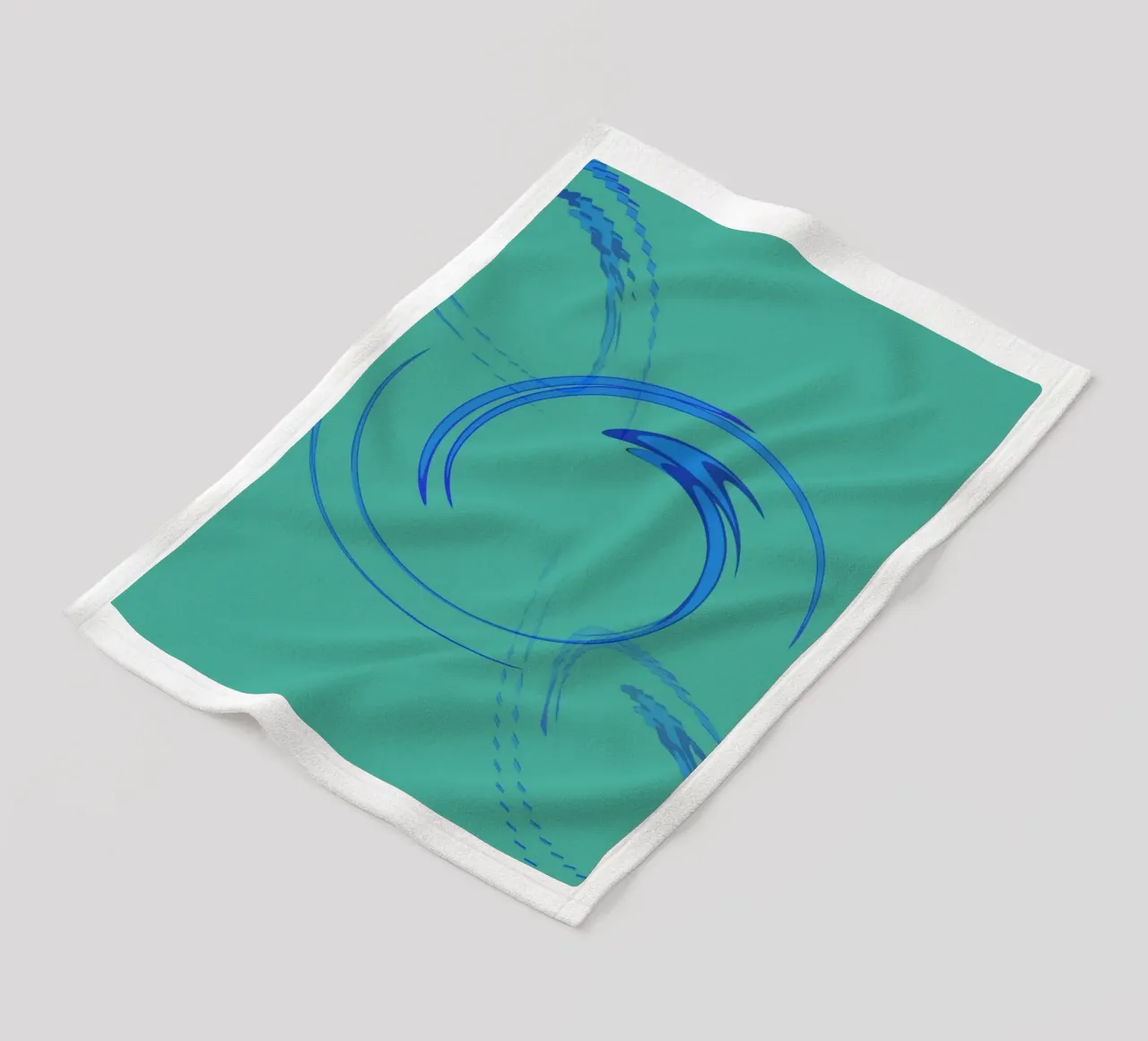 Abstract circular dynamic shape in blue and green fleece blanket by Something for you