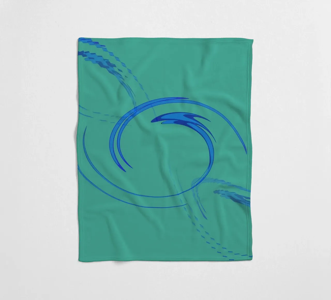 Abstract circular dynamic shape in blue and green fleece blanket by Something for you