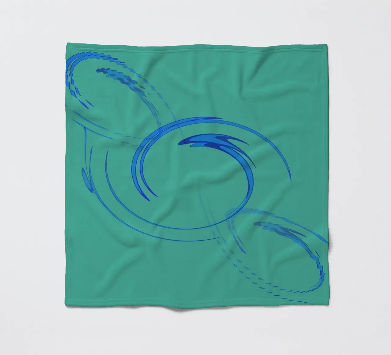 Abstract circular dynamic shape in blue and green fleece blanket by Something for you
