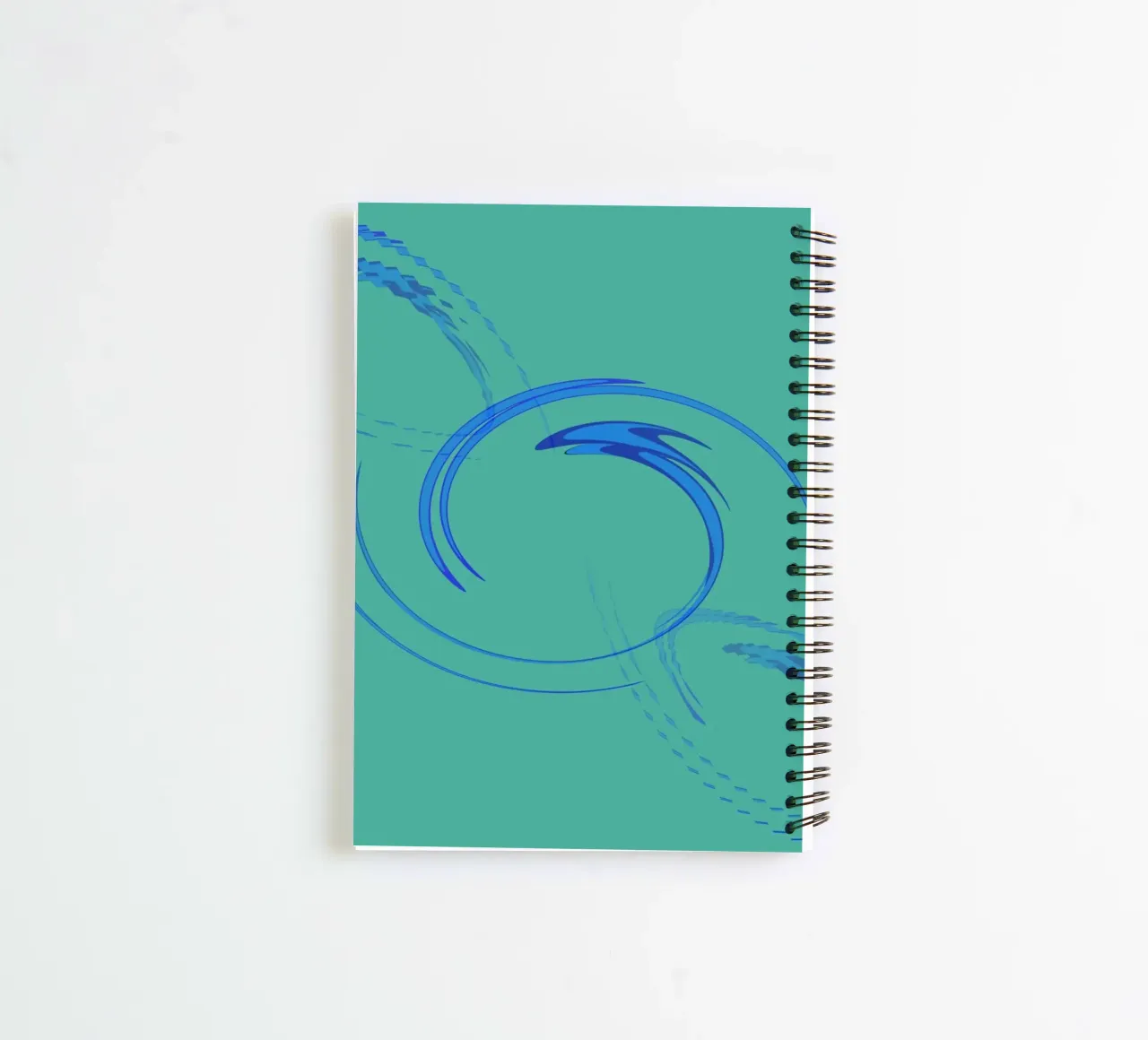 Forma dinámica circular abstracta en azul y verde cuaderno de espiral de Something for you