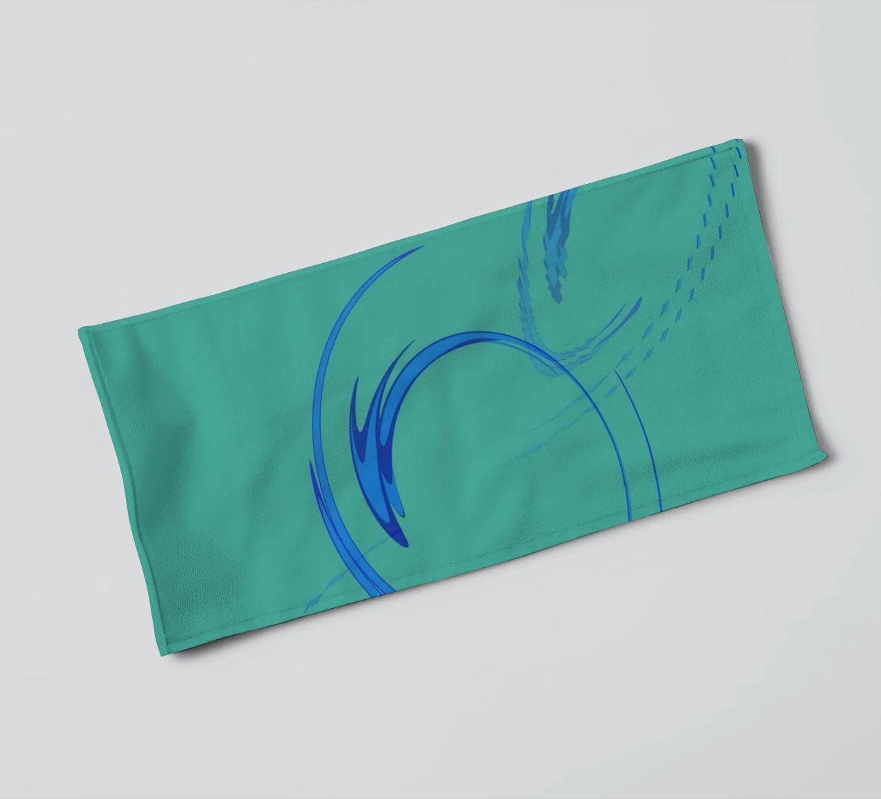 Abstract circular dynamic shape in blue and green towel by Something for you