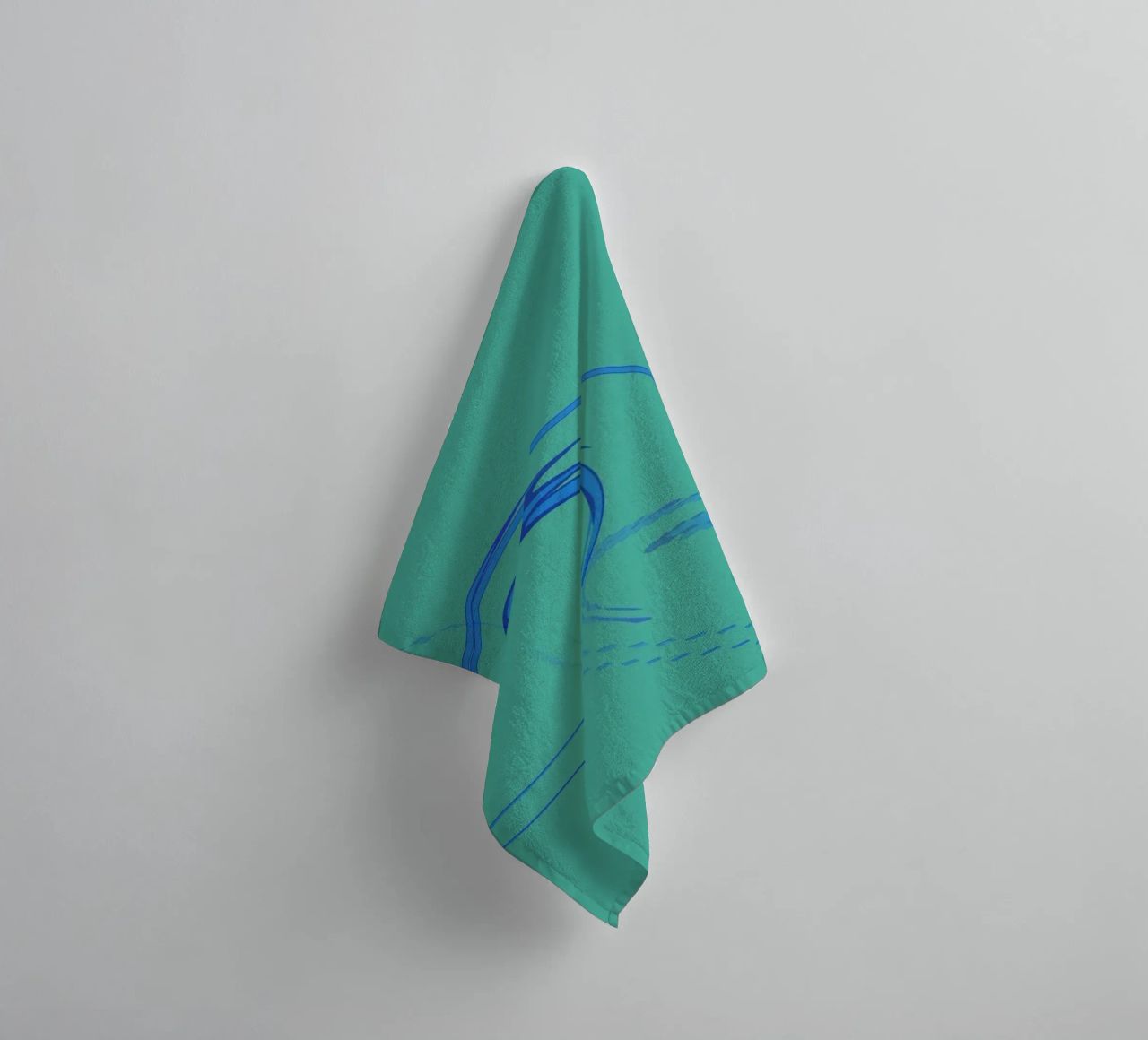 Abstract circular dynamic shape in blue and green towel by Something for you
