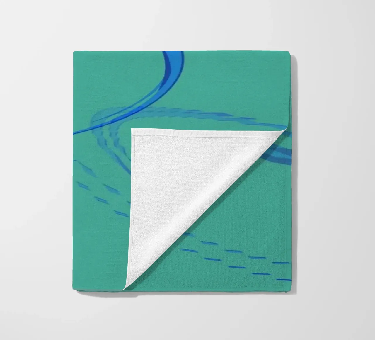Abstract circular dynamic shape in blue and green beach towel by Something for you