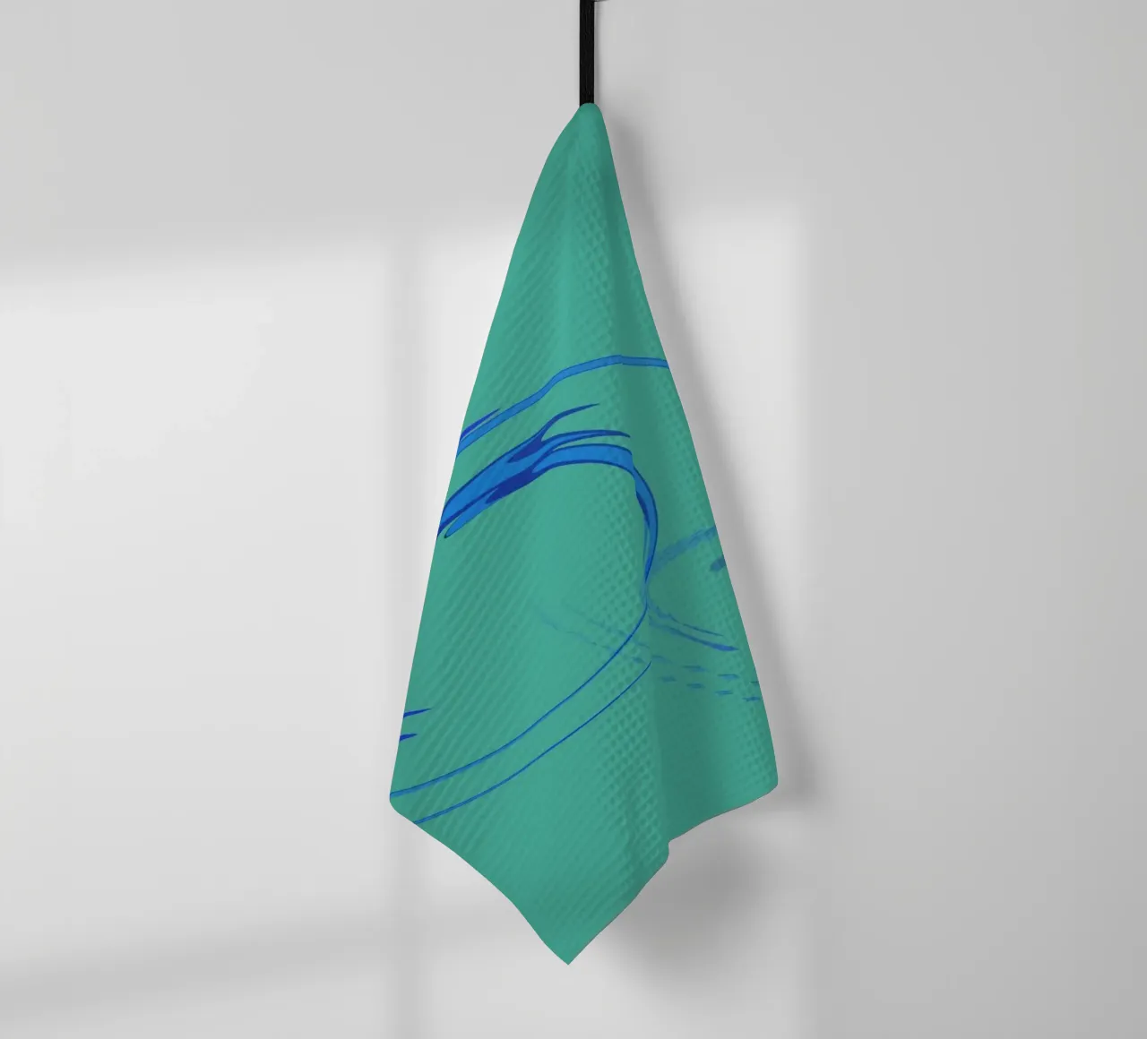 Forme dynamique circulaire abstraite en bleu et vert torchon de Something for you