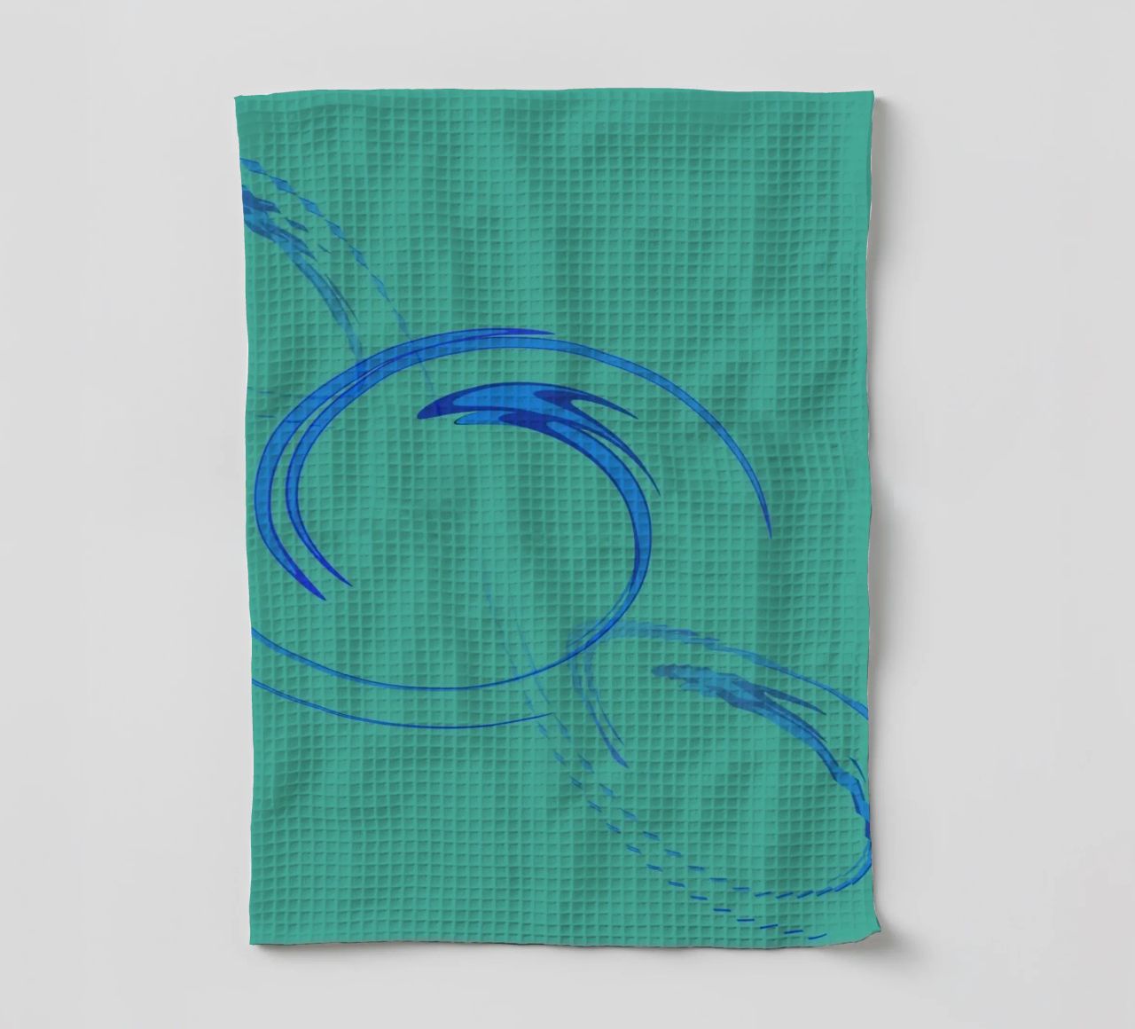 Abstrakte kreisförmige dynamische Form in Blau und Grün Geschirrtuch von Something for you
