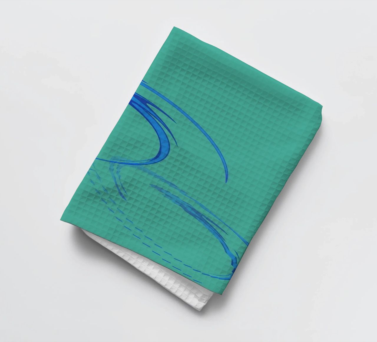 Abstrakte kreisförmige dynamische Form in Blau und Grün Geschirrtuch von Something for you