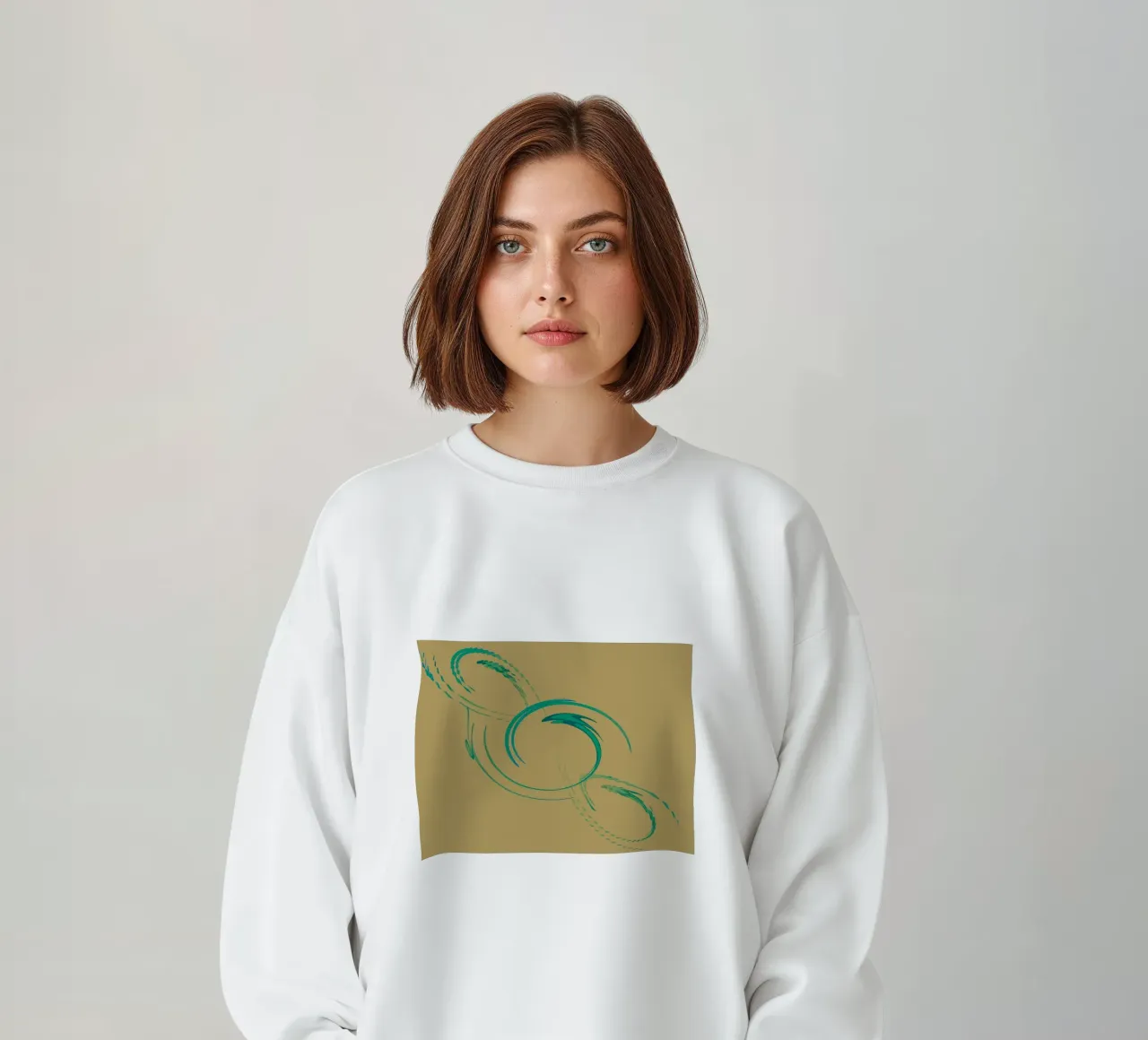 Motif circulaire dynamique abstrait en vert + marron sweat de Something for you