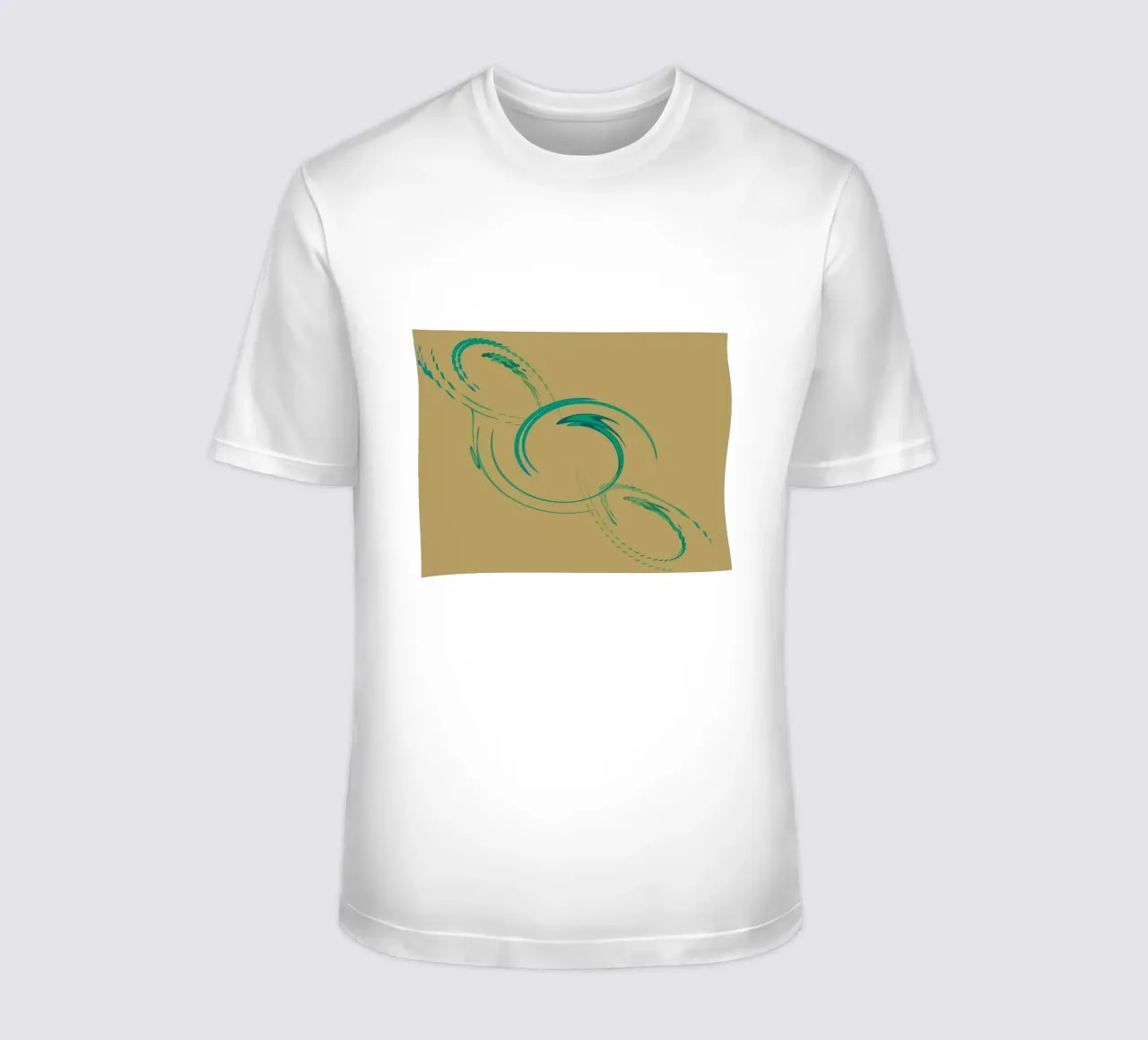 Abstraktes dynamisches kreisförmiges Muster in Grün + Braun T-Shirt von Something for you