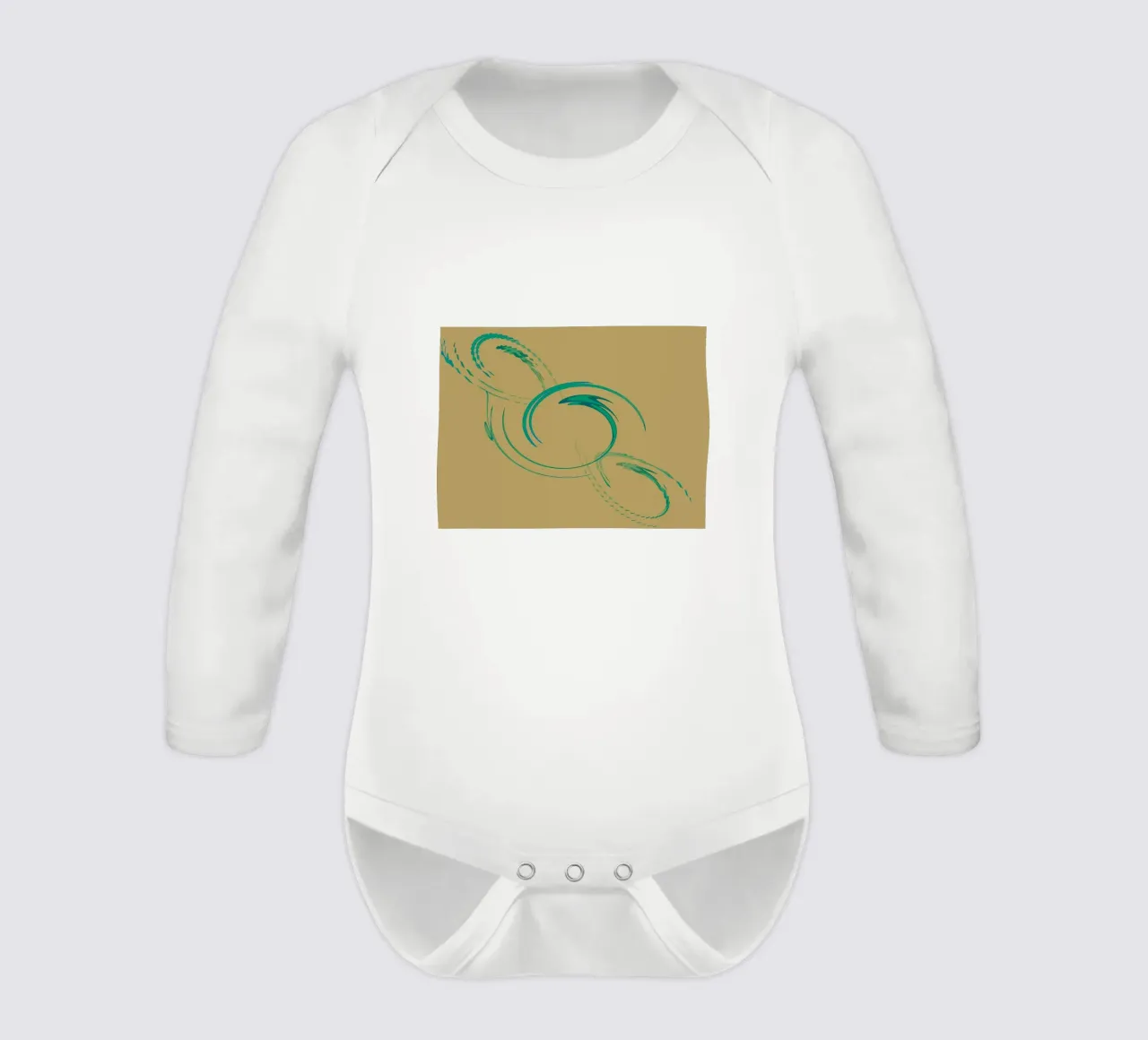 Abstract dynamisch cirkelvormig patroon in groen + bruin babyrompertje lange mouwen van Something for you