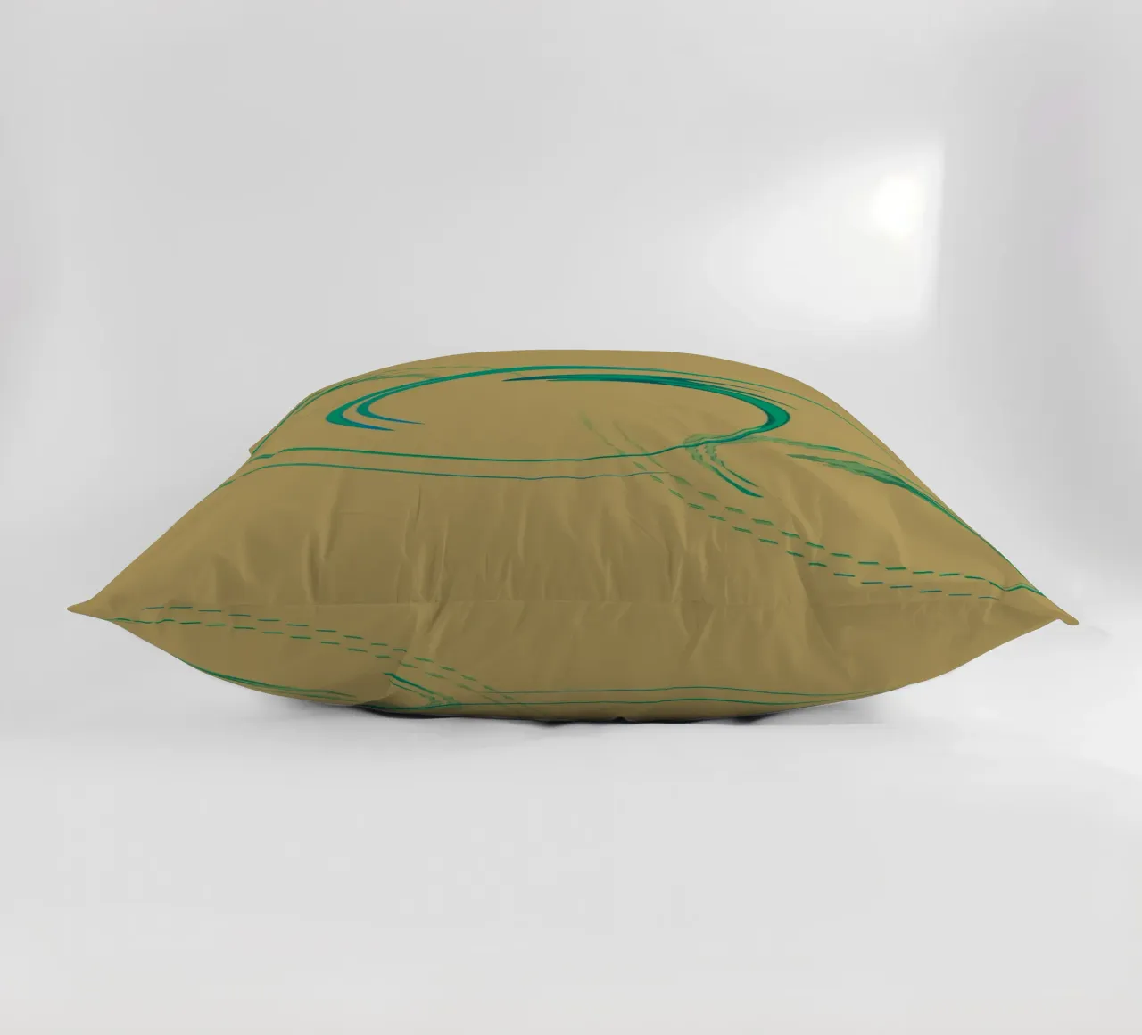Abstract dynamic circular pattern in green + brown decorative cushion by Something for you