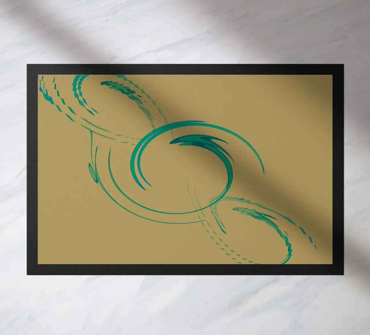 Motif circulaire dynamique abstrait en vert + marron paillasson de Something for you