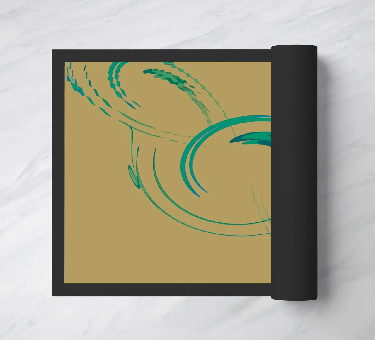 Motif circulaire dynamique abstrait en vert + marron paillasson de Something for you