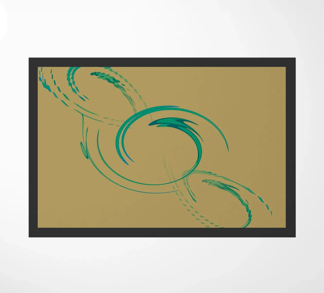 Abstract dynamic circular pattern in green + brown doormat by Something for you