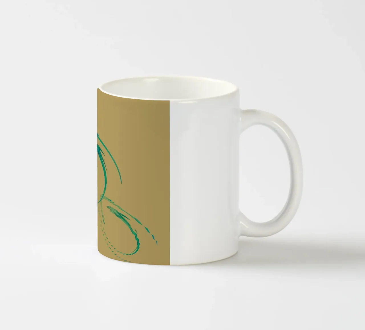 Abstract dynamic circular pattern in green + brown ceramic mug by Something for you