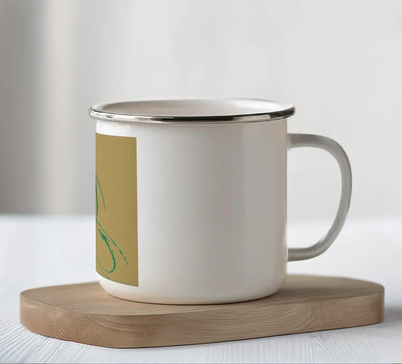 Motif circulaire dynamique abstrait en vert + marron mug en émail de Something for you