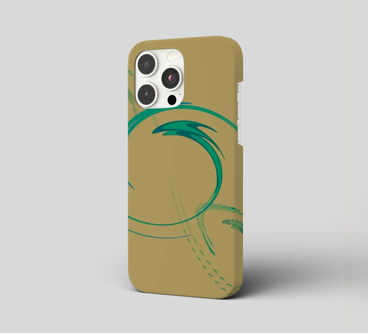 Abstract dynamic circular pattern in green + brown iphone case by Something for you