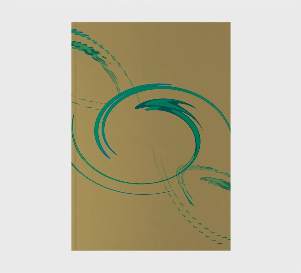 Abstract dynamic circular pattern in green + brown notebook by Something for you