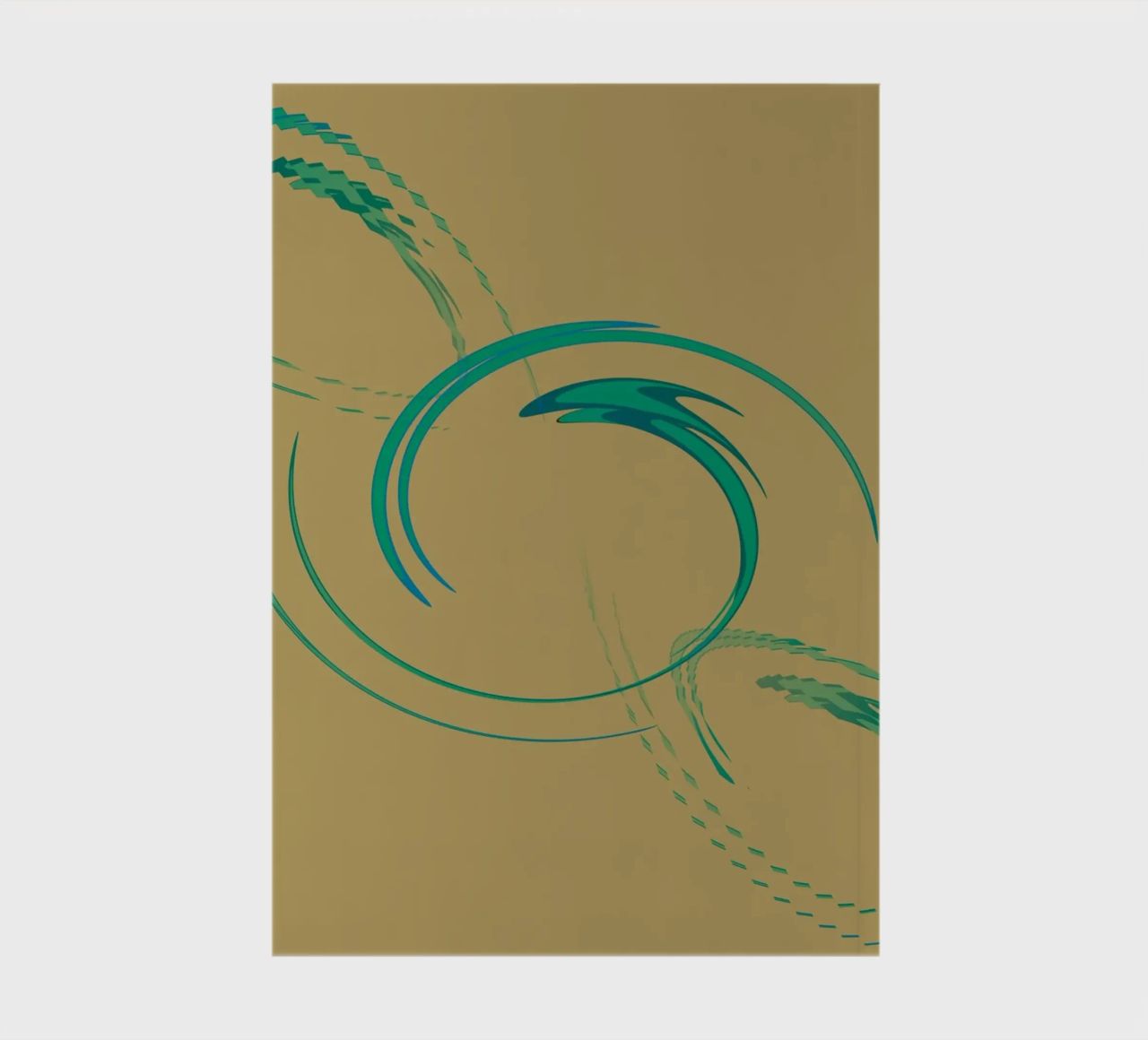 Abstract dynamic circular pattern in green + brown notebook by Something for you