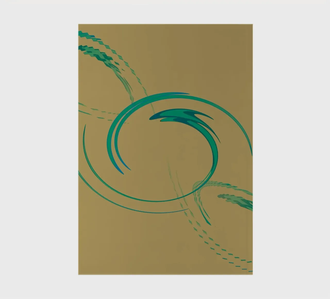 Abstract dynamic circular pattern in green + brown notebook by Something for you