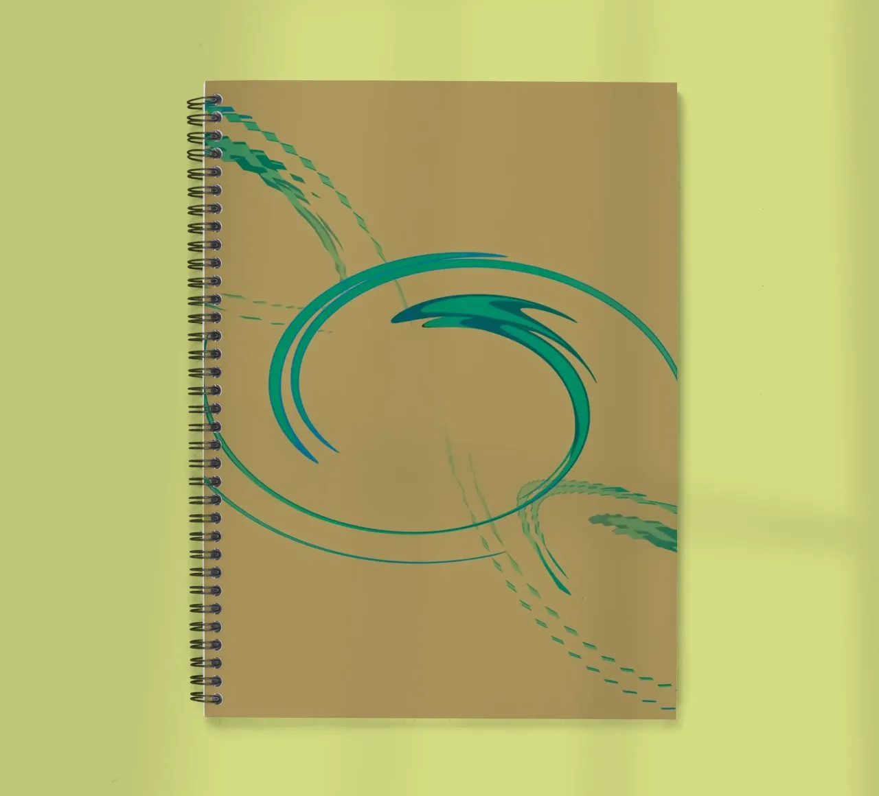 Motivo circolare astratto e dinamico in verde e marrone diario ad anelli da Something for you