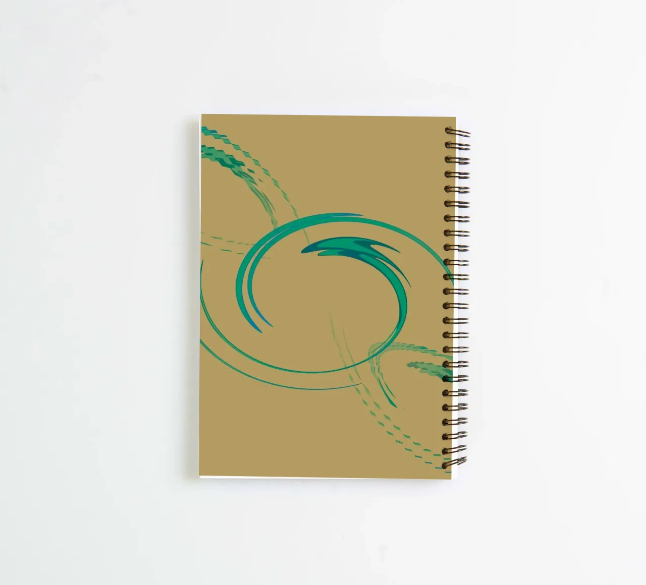 Motif circulaire dynamique abstrait en vert + marron carnet à spirale de Something for you