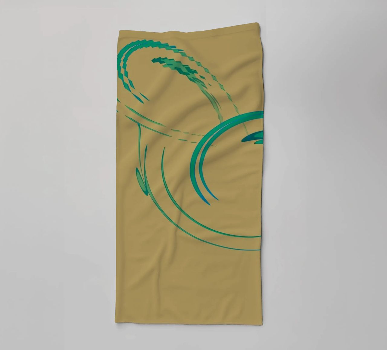Abstract dynamic circular pattern in green + brown towel by Something for you