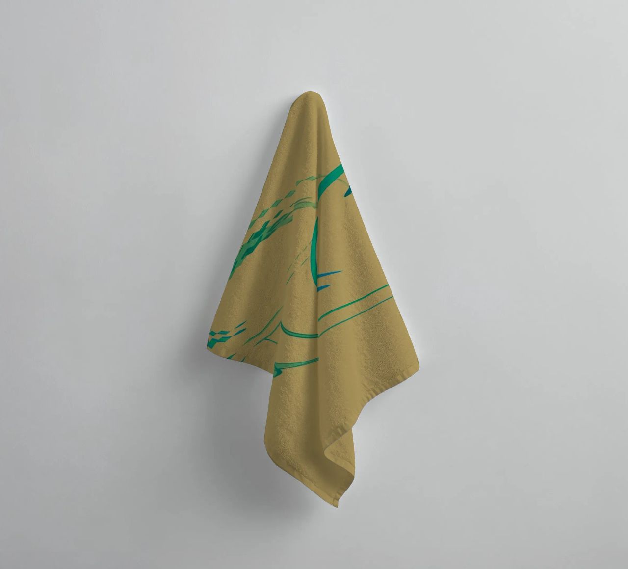 Abstract dynamic circular pattern in green + brown towel by Something for you
