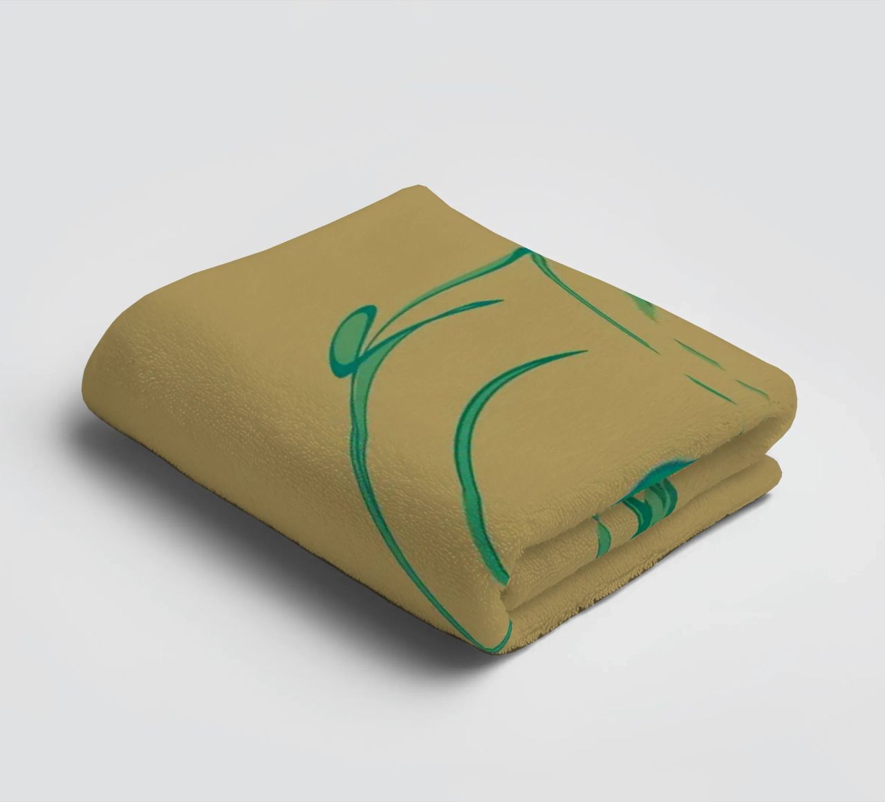 Abstract dynamic circular pattern in green + brown towel by Something for you