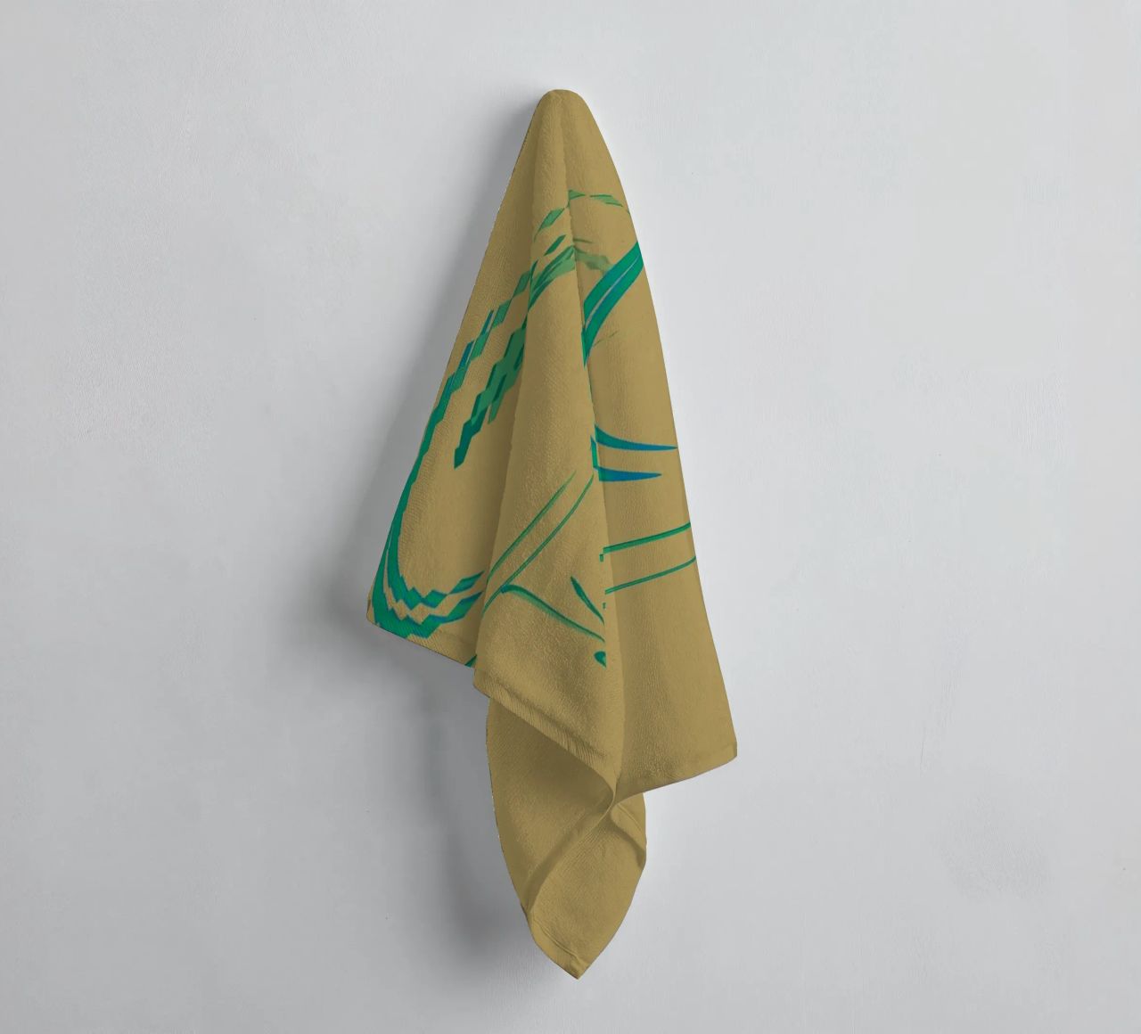 Abstract dynamic circular pattern in green + brown towel by Something for you