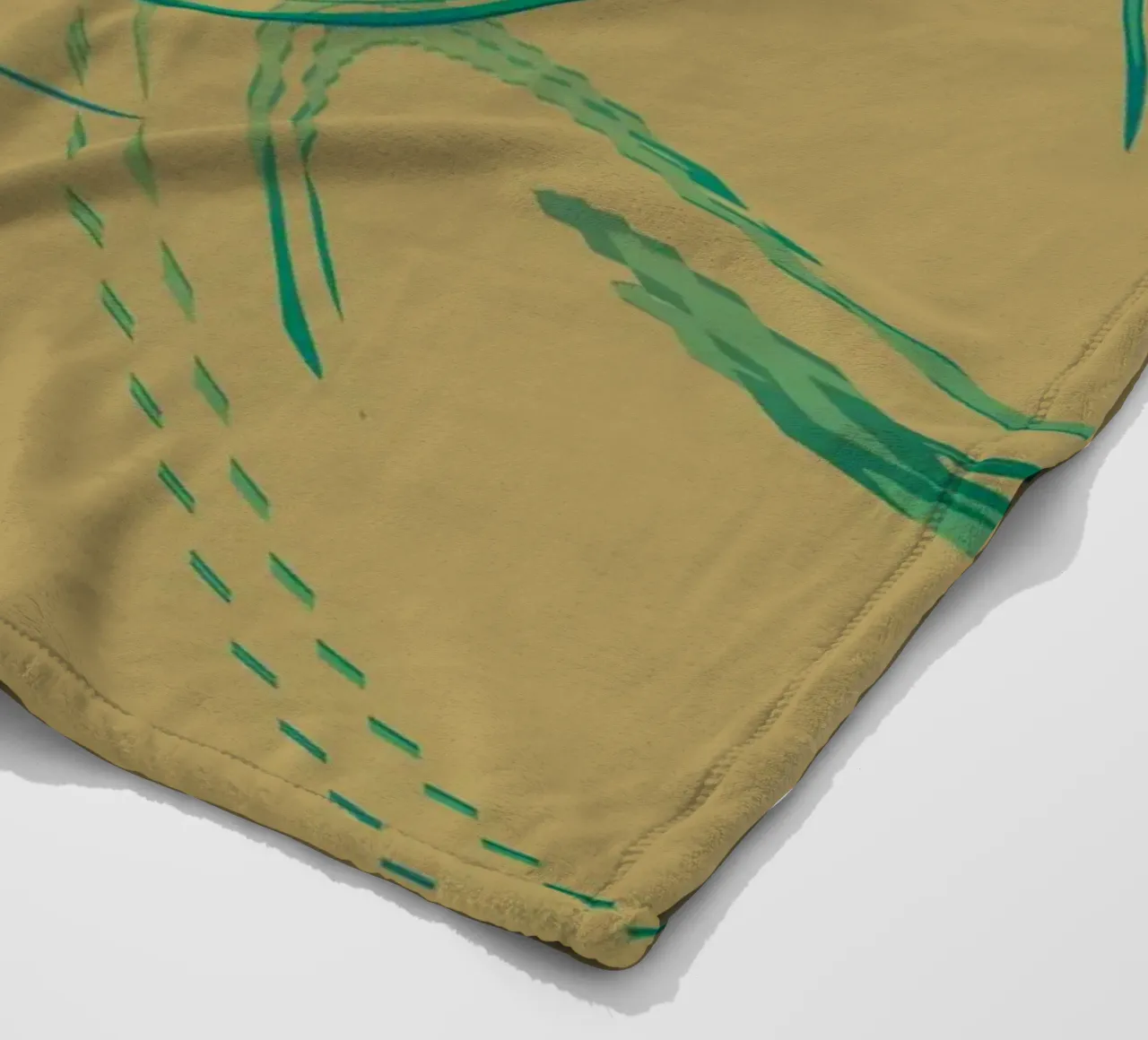 Abstract dynamic circular pattern in green + brown fleece blanket by Something for you