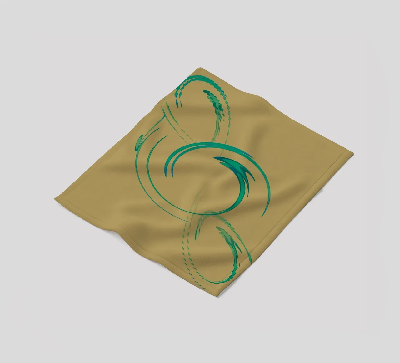 Abstract dynamic circular pattern in green + brown fleece blanket by Something for you