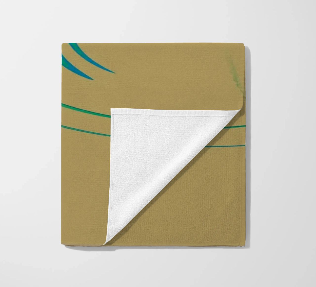 Abstract dynamic circular pattern in green + brown beach towel by Something for you