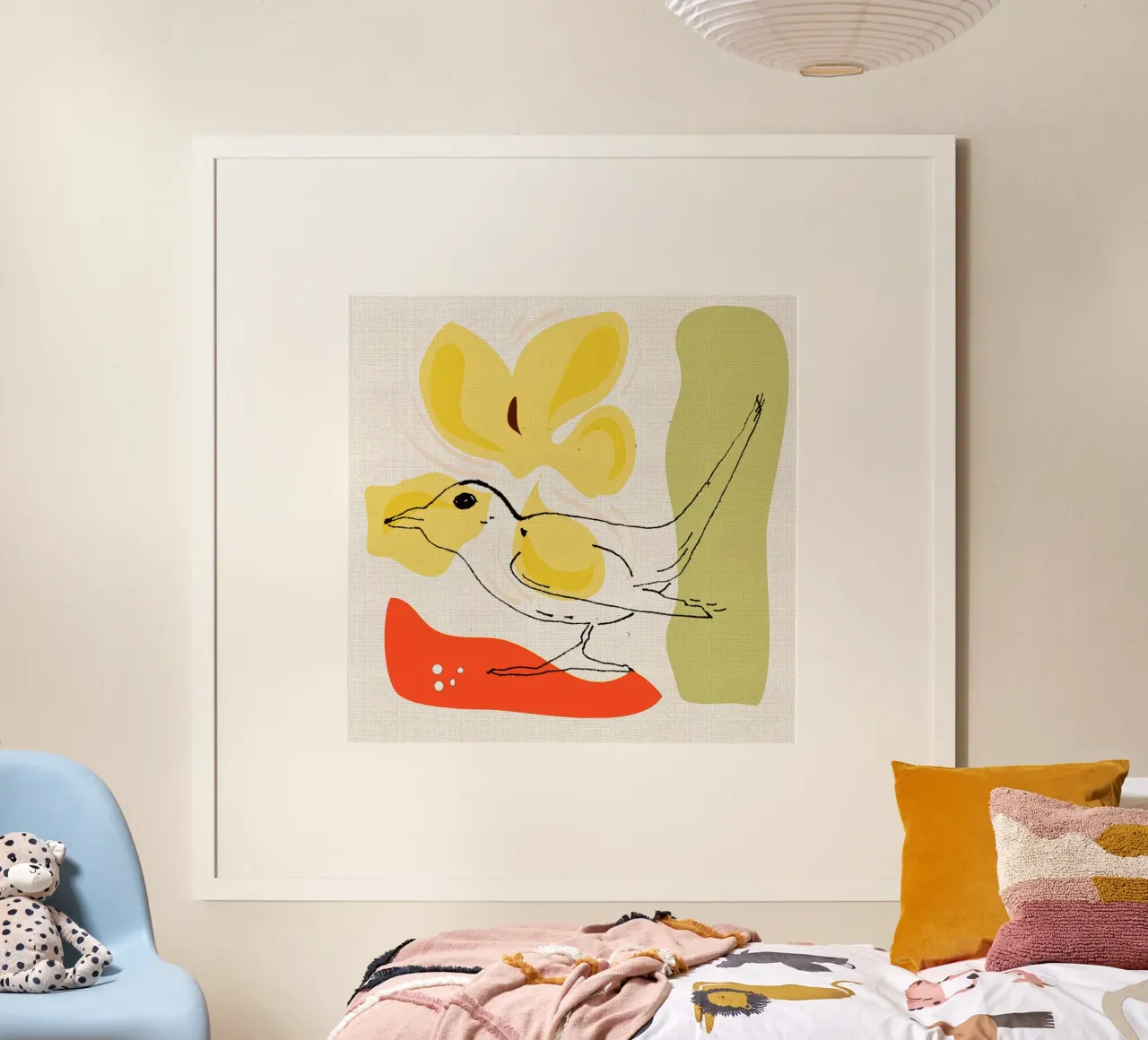 Oiseau Magique poster avec cadre en bois de APC ARTWORK