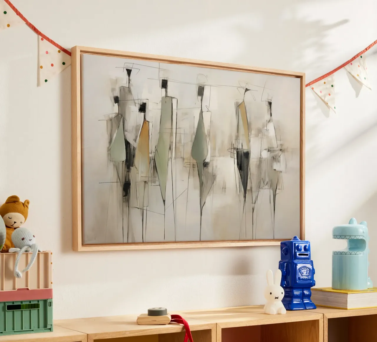 Abstracte mensen canvas met Baklijst van Imagine