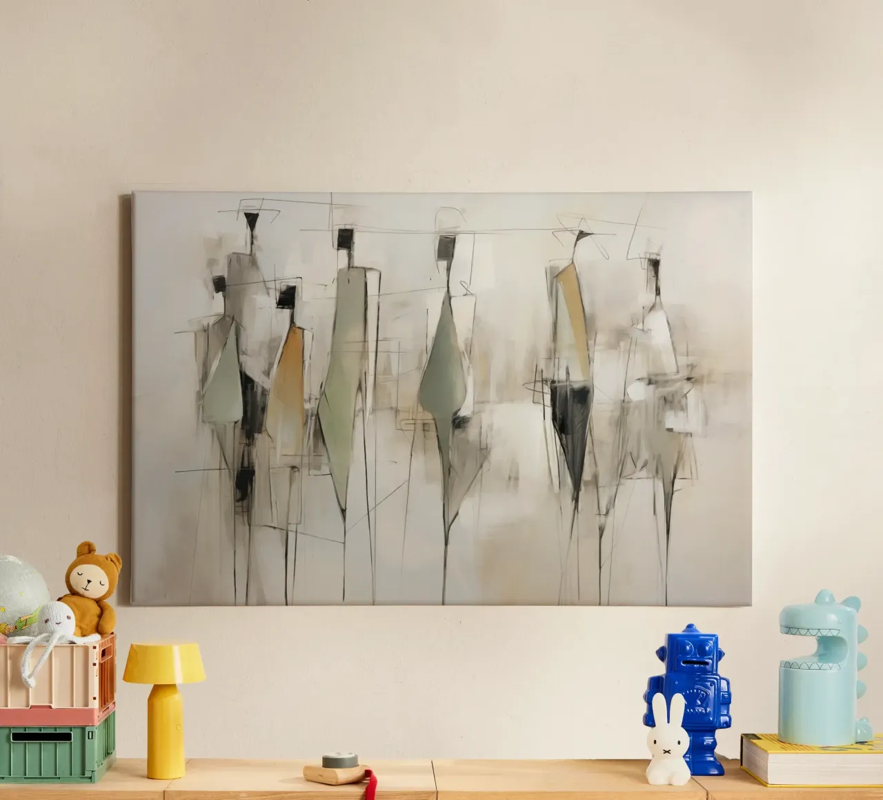 Abstracte mensen canvas met Baklijst van Imagine