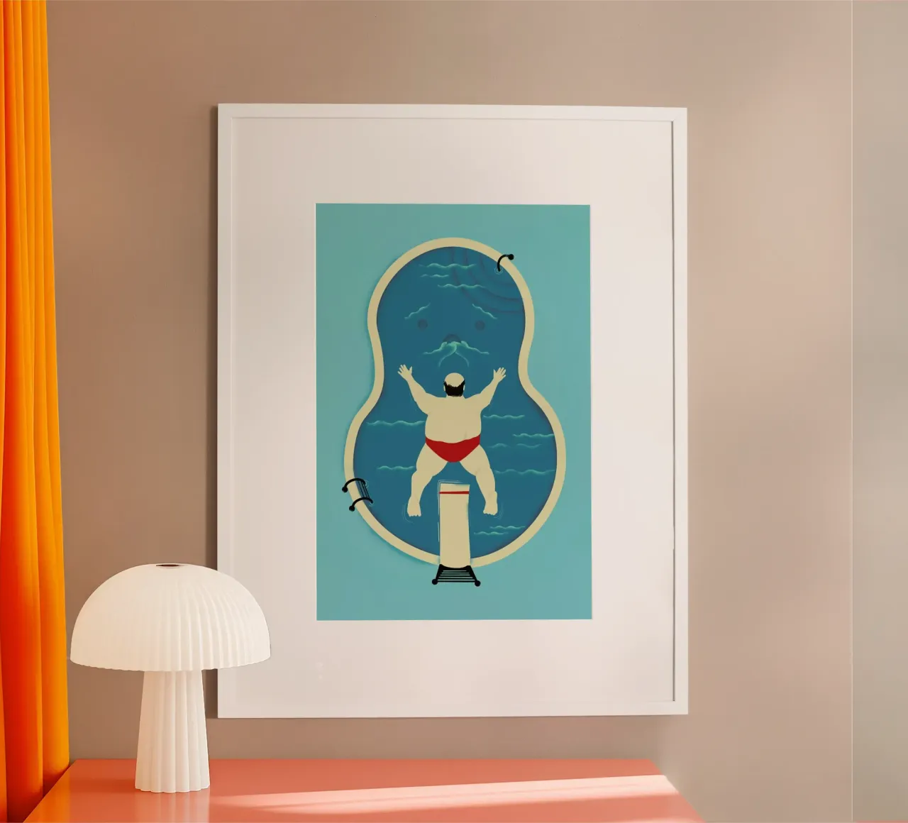 Belly Flop Victim poster avec cadre en bois de Jay Fleck