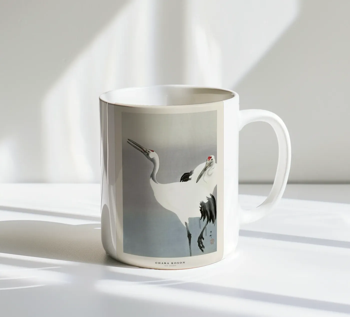 Koson - Two Cranes ceramic mug by Vintage by JUNIQE