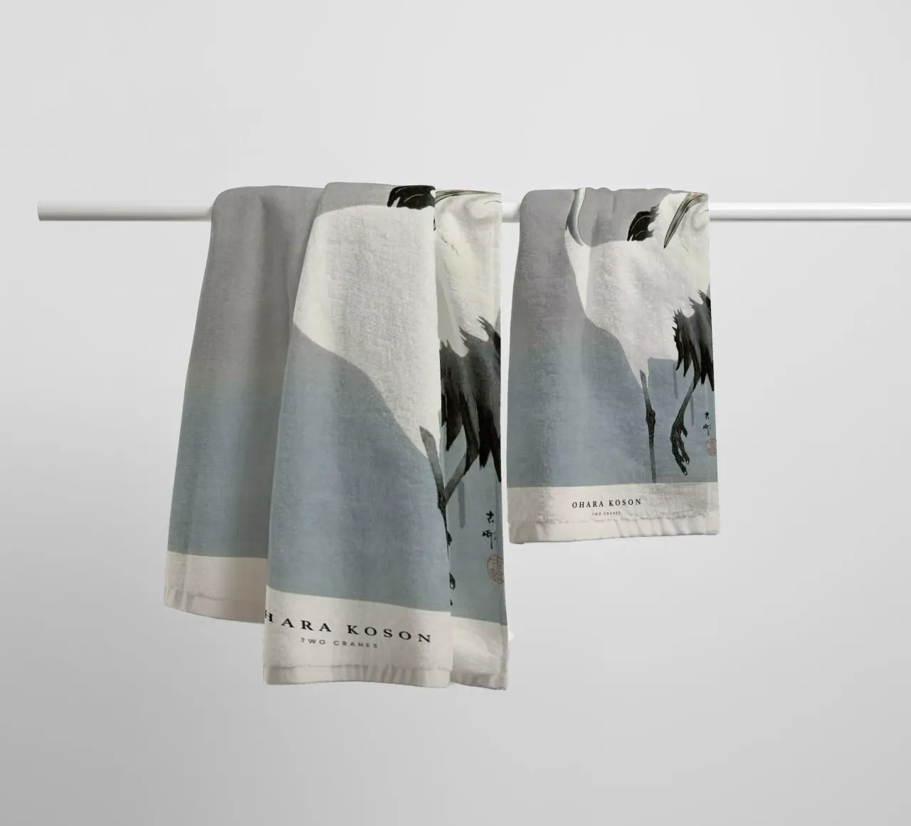 Koson - Two Cranes asciugamano da bagno da Vintage by JUNIQE