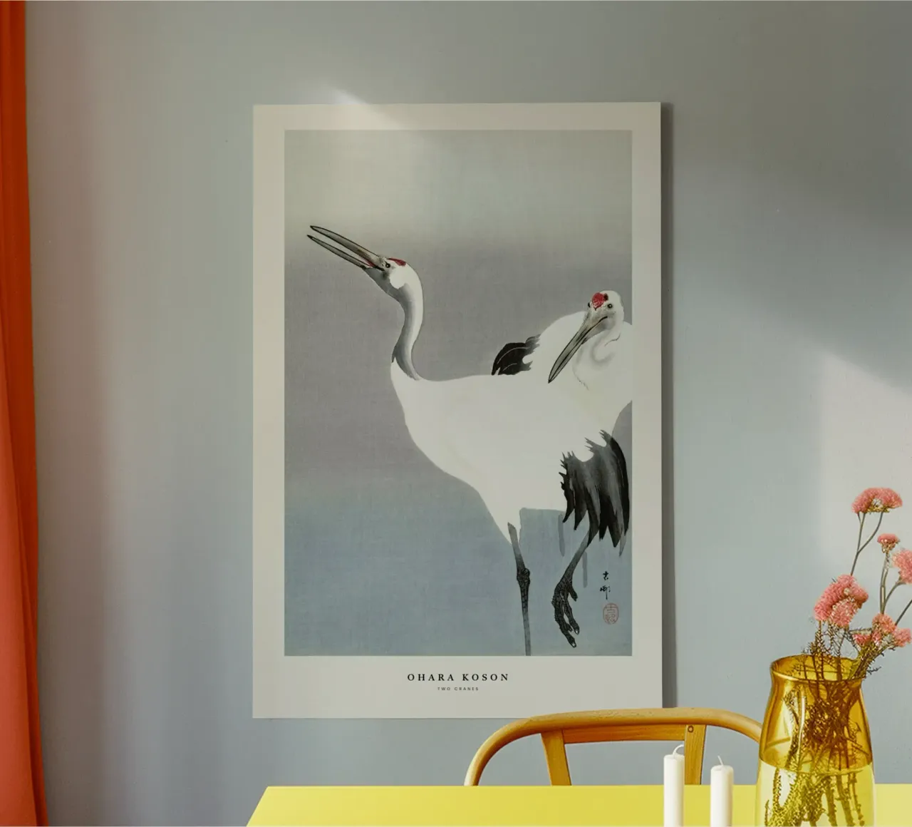 Koson - Two Cranes canvas by Vintage by JUNIQE