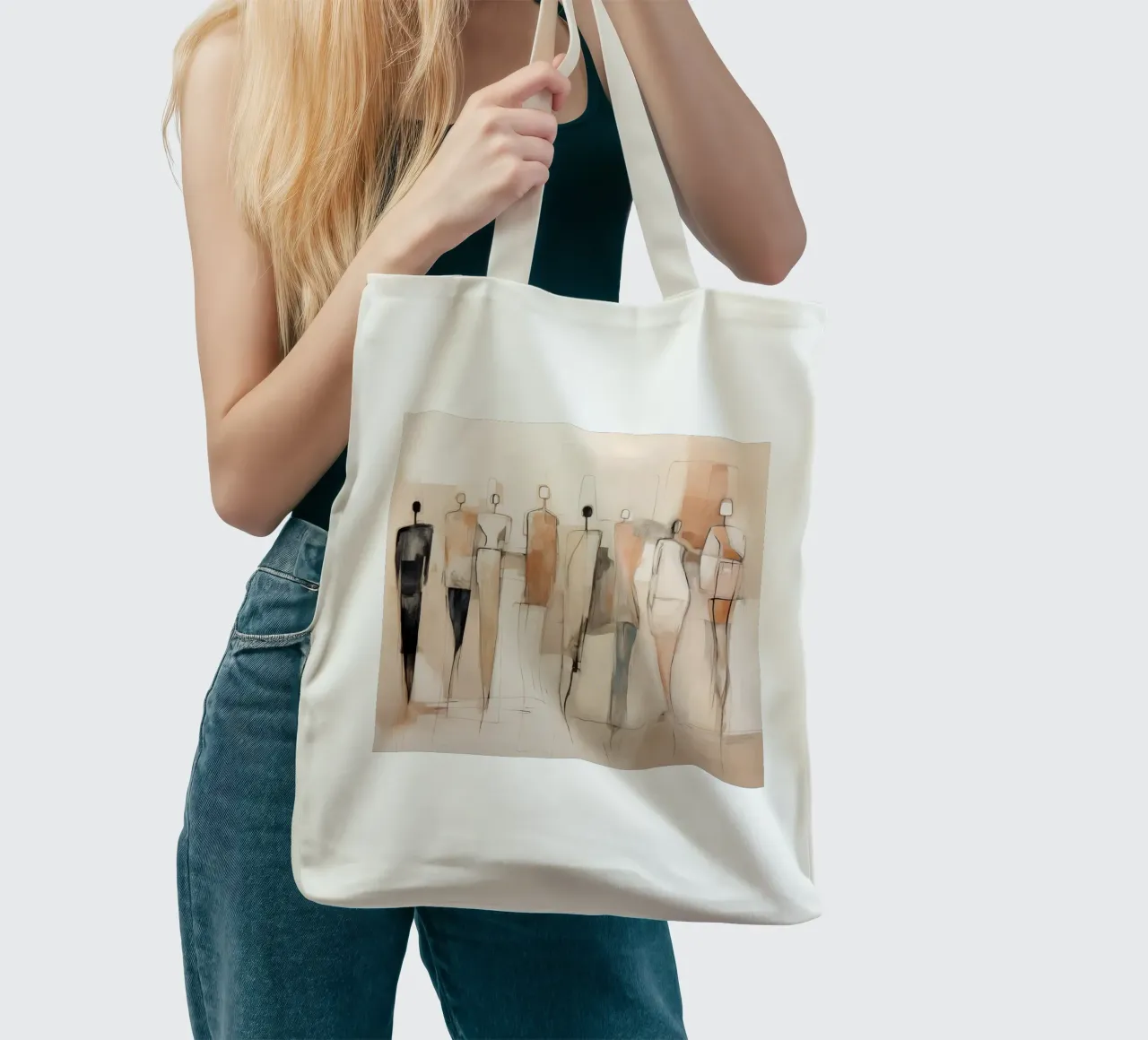 Abstract people tote bag by Imagine