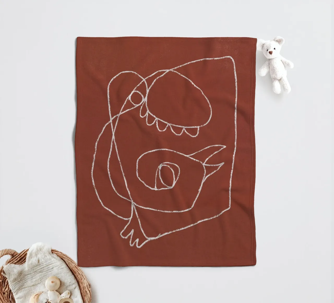 Line art uccello astratto coperta in pile da Little Dean