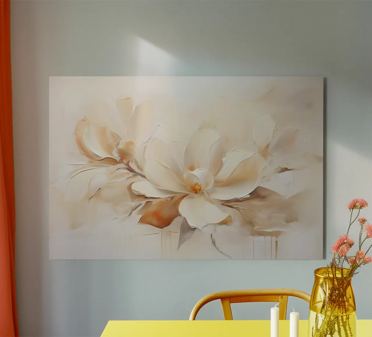 Fiori in colori crema alluminio dibond da Imagine