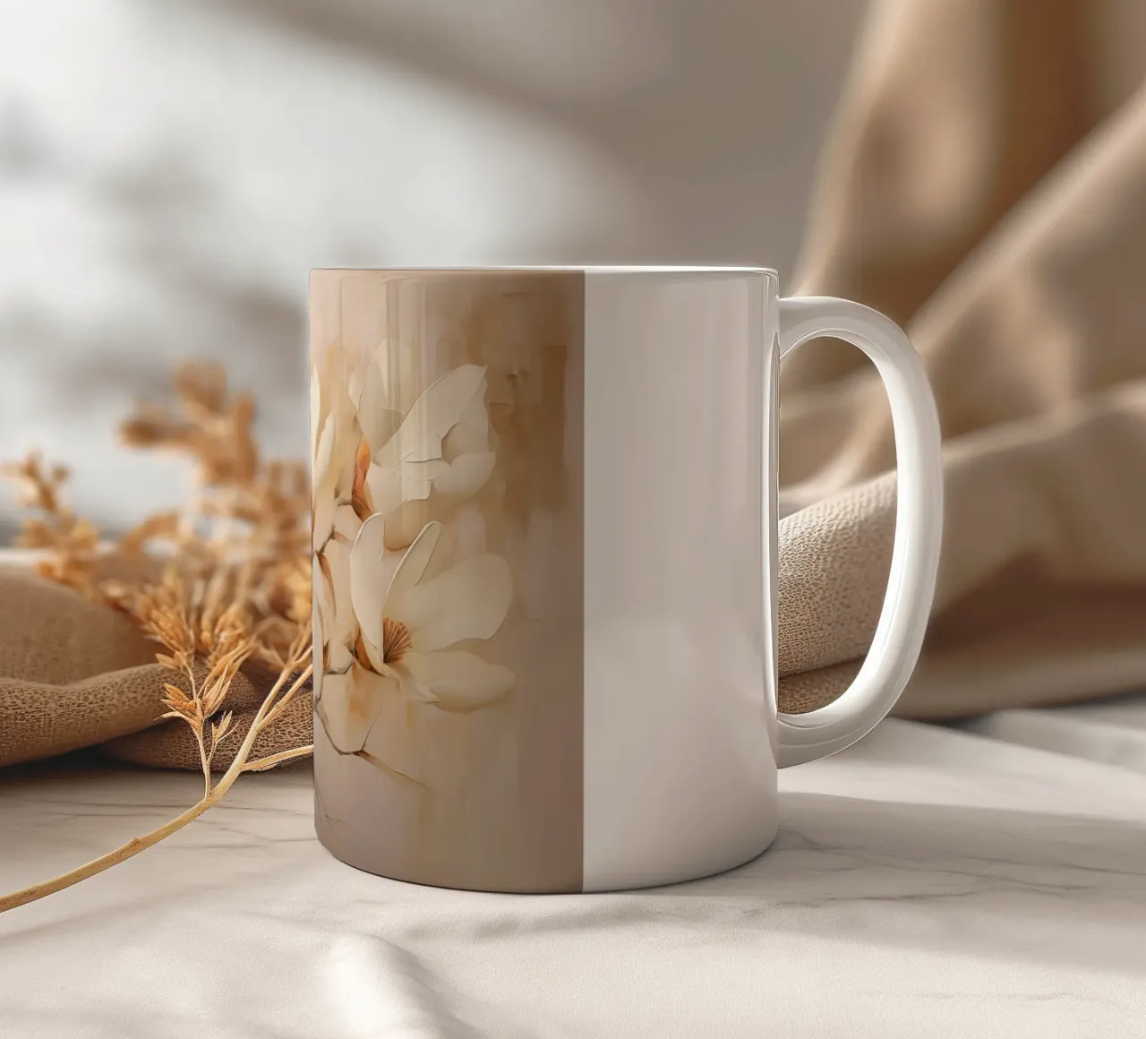 Fiori in colori crema tazza in ceramica da Imagine