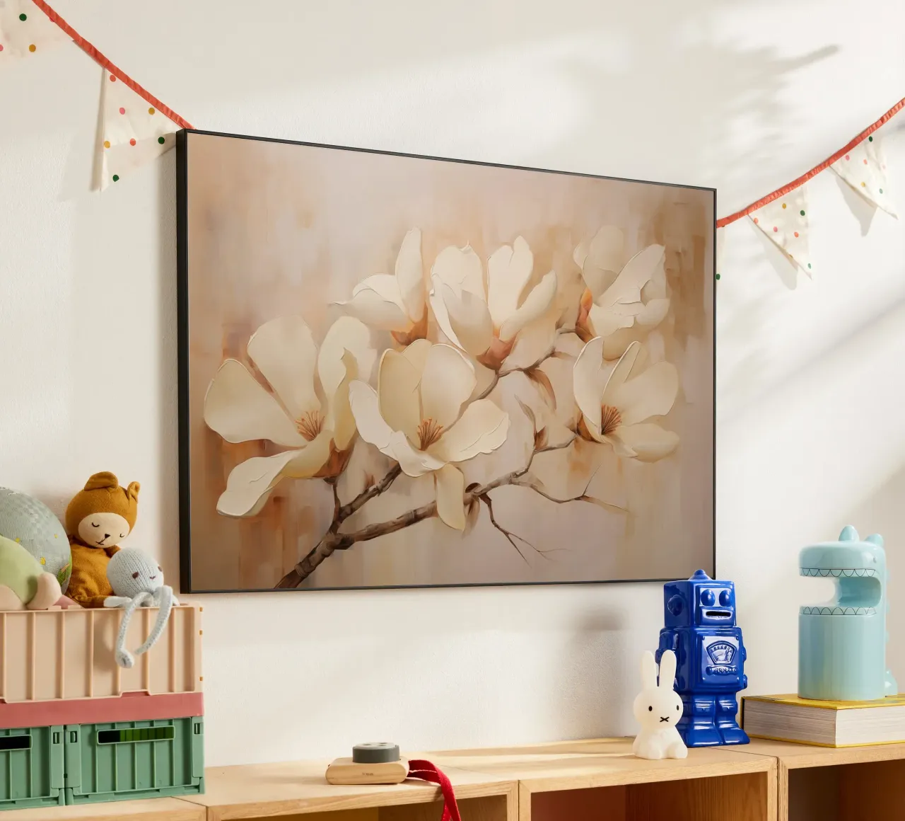 Fiori in colori crema alluminio dibond da Imagine