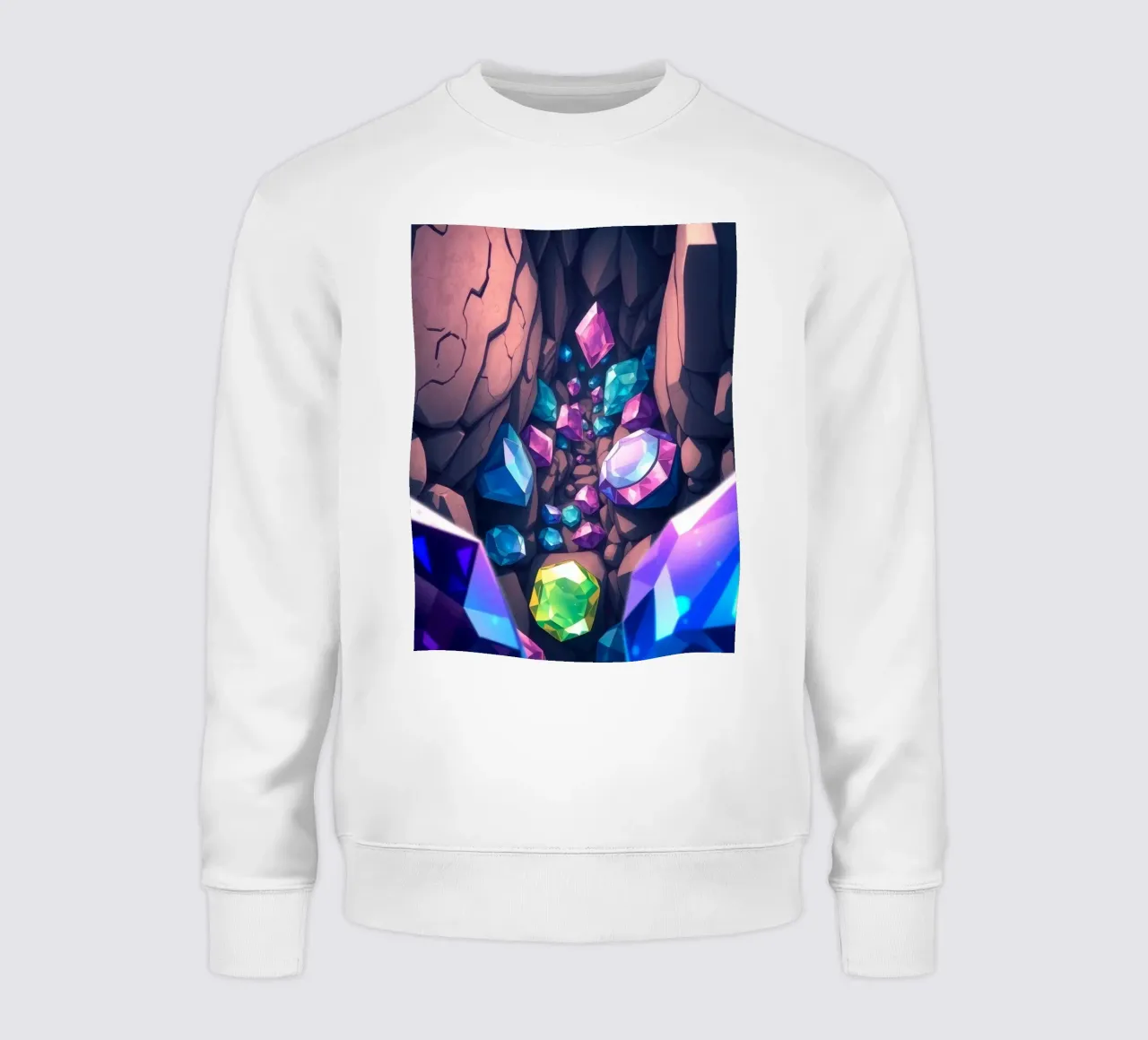 crystals shimmer in a narrow cavern with intricate rock form sweatshirt by DesignDoodle