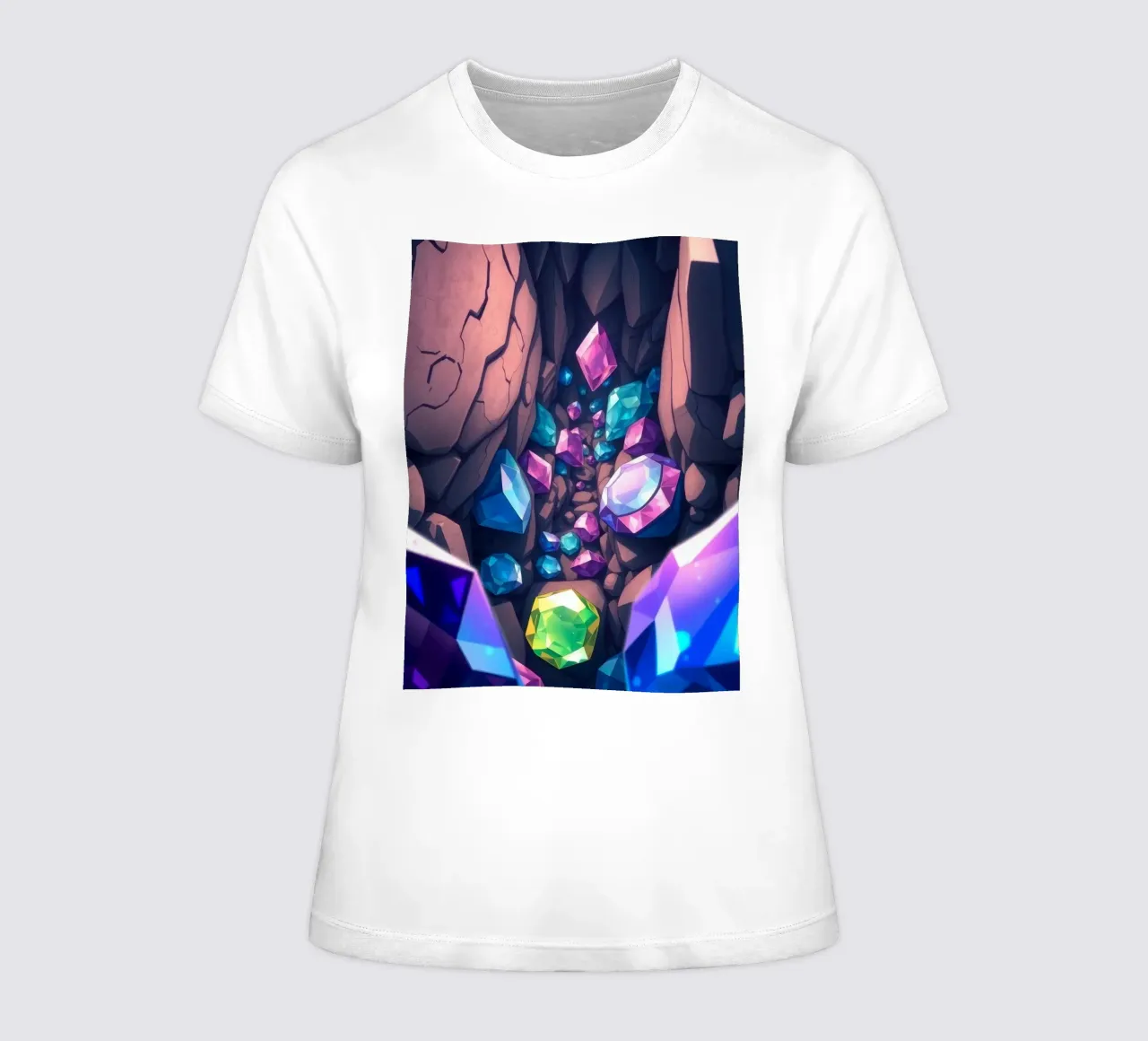 cristalli scintillano in una stretta caverna con intricate forme di roccia t-shirt da donna da DesignDoodle
