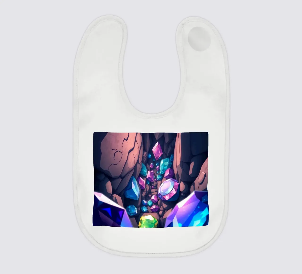 cristalli scintillano in una stretta caverna con intricate forme di roccia bavaglino da DesignDoodle